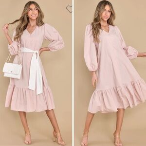 Aura Friend Zone Taupe Midi Dress Tan Women’s Size XS